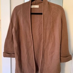 ZARAKNIT open FRONT cardigan size M dark camel color